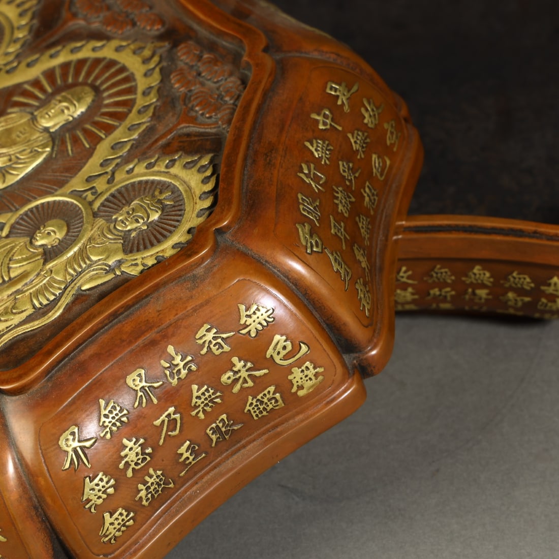 A Exquisite Gilt Bronze Buddha statue Pattern Box - 5