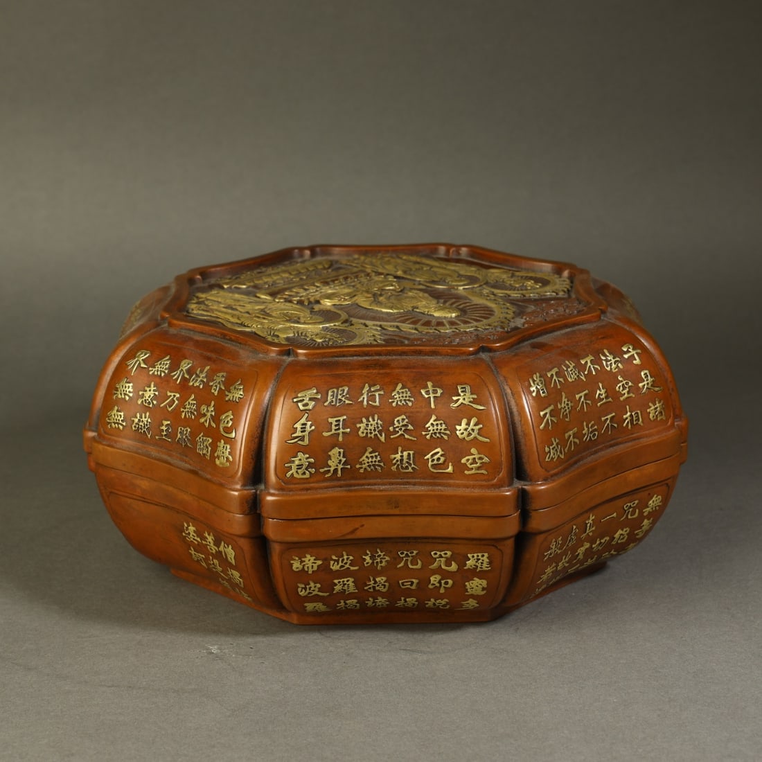 A Exquisite Gilt Bronze Buddha statue Pattern Box - 6