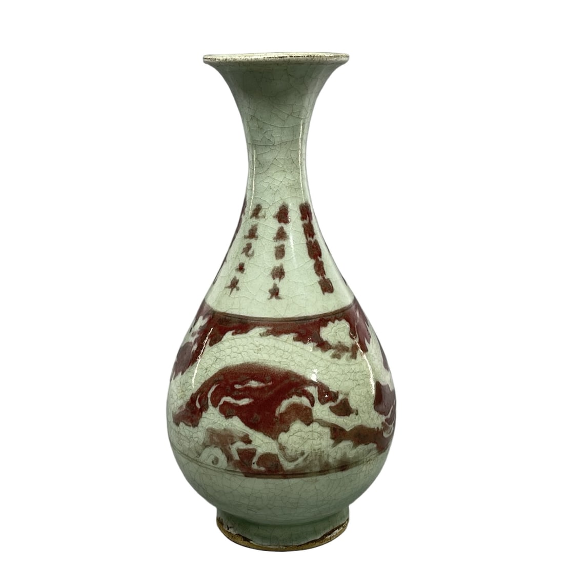 A Exquisite Pea-Green Glazed Dragon Pattern Vase - 2