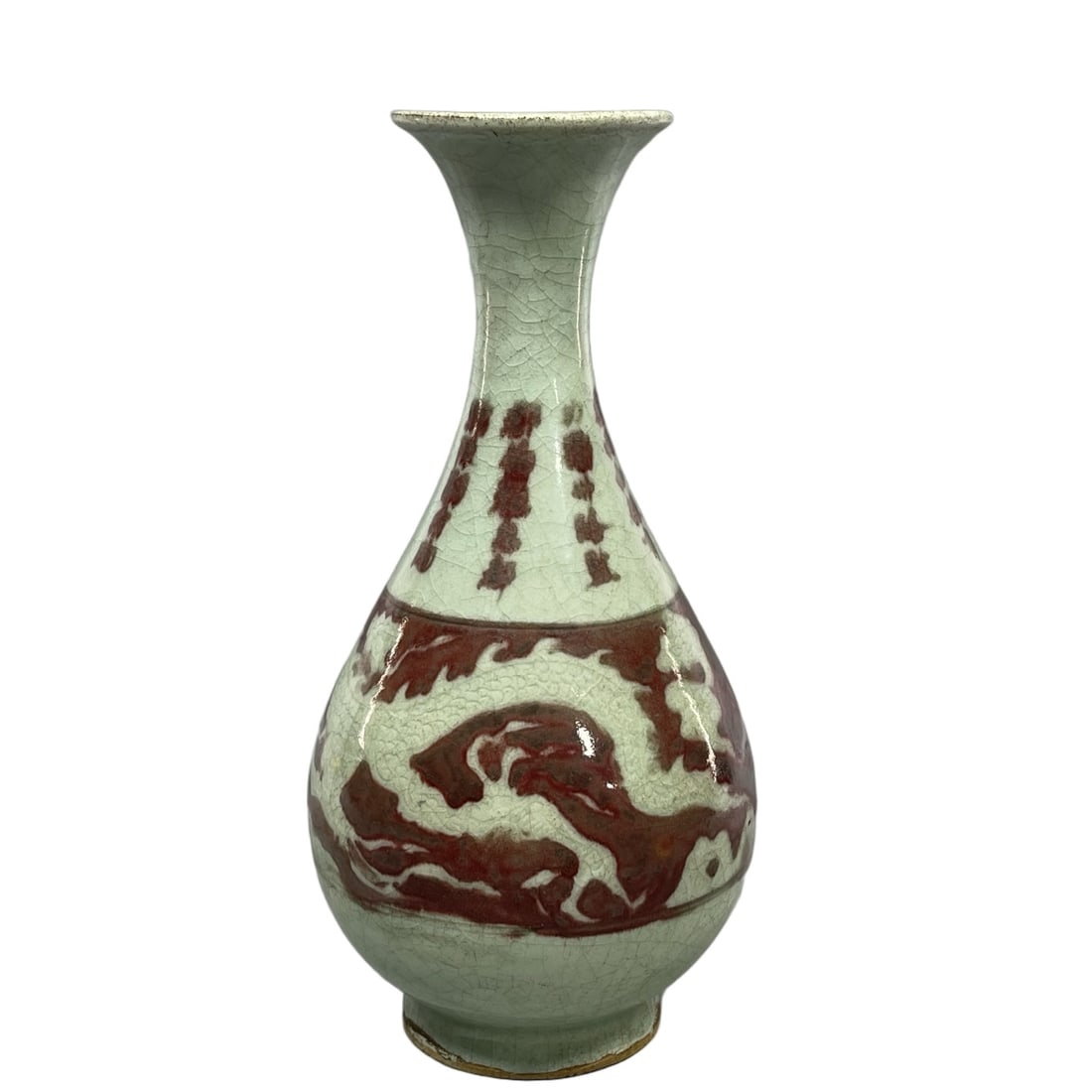 A Exquisite Pea-Green Glazed Dragon Pattern Vase - 3