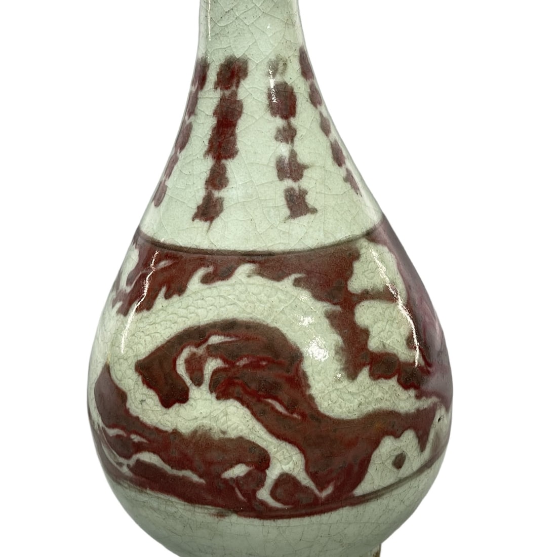 A Exquisite Pea-Green Glazed Dragon Pattern Vase - 7