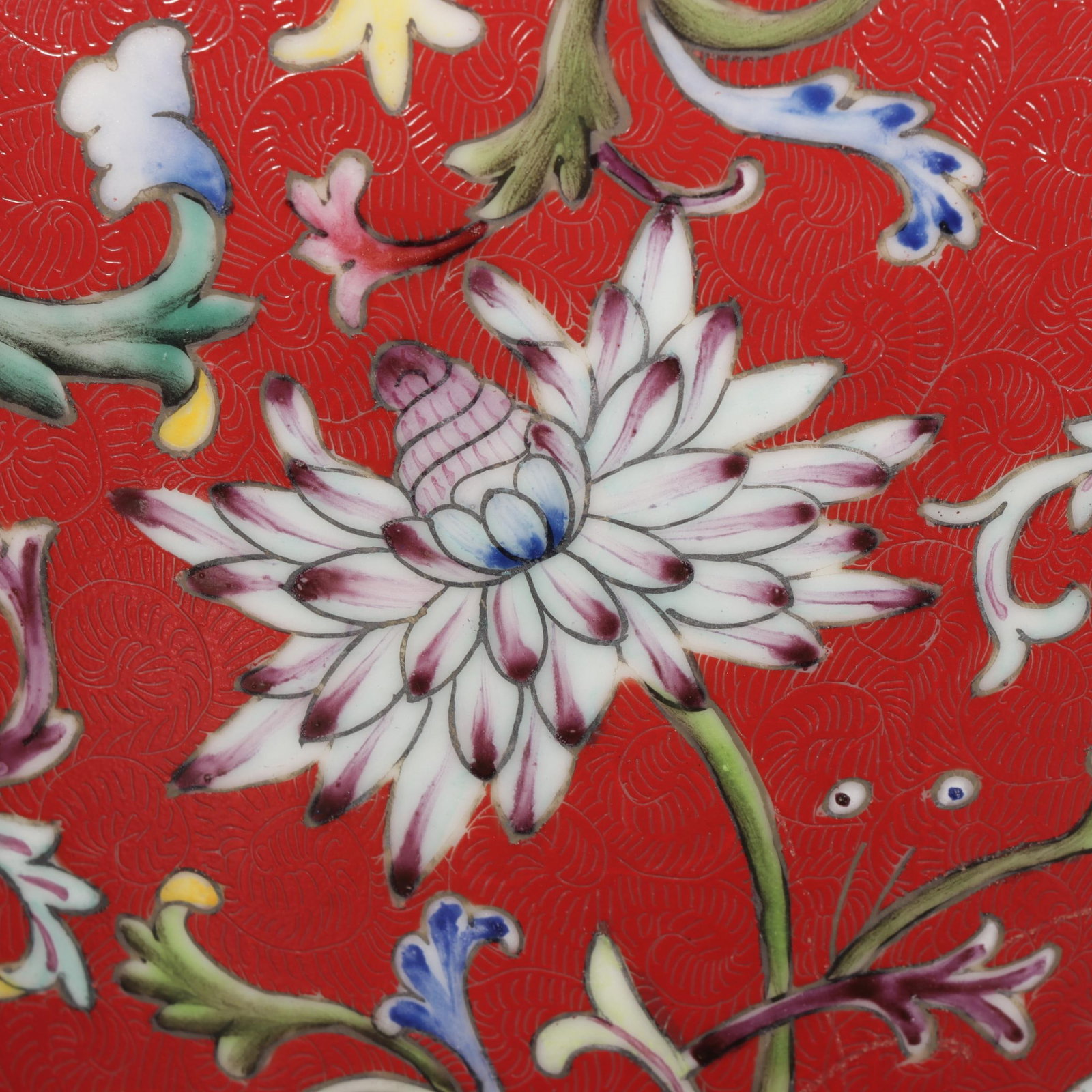 Ruby Red-Glazed Painted Gold Flower Pattern Vase - 6