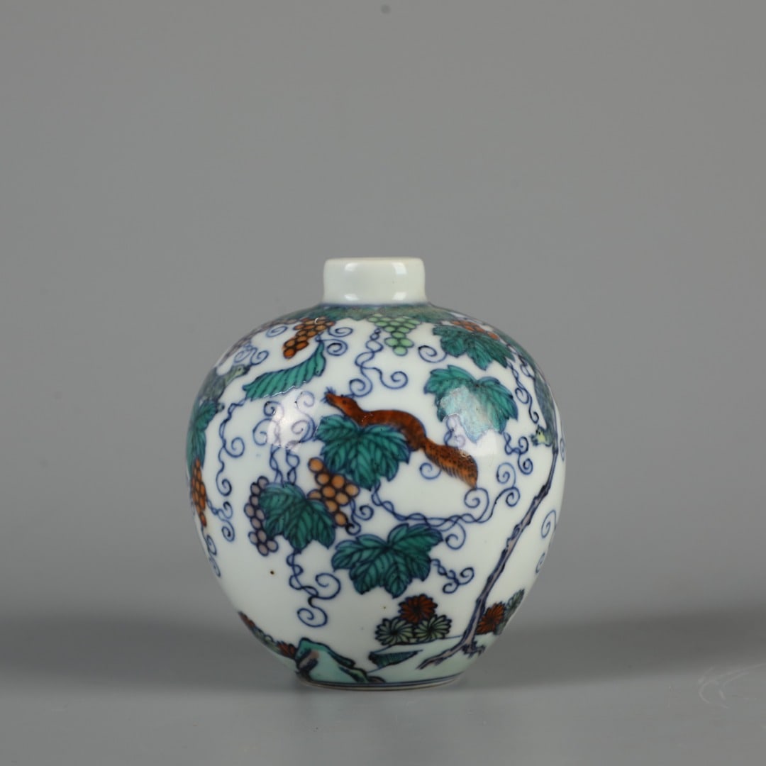 A Exquisite Doucai Squirrel and Grapes Pattern Jar - 4