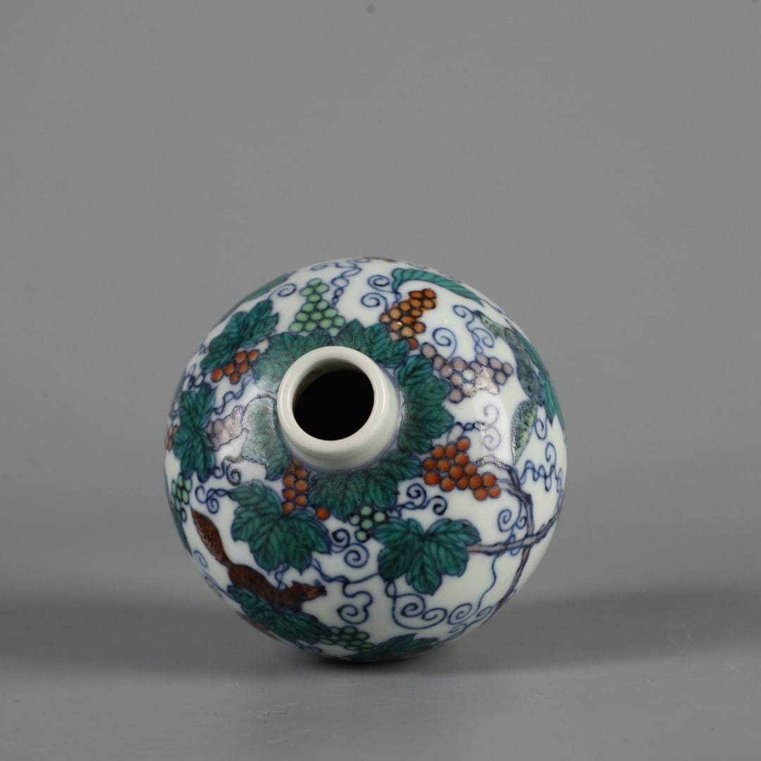 A Exquisite Doucai Squirrel and Grapes Pattern Jar - 5