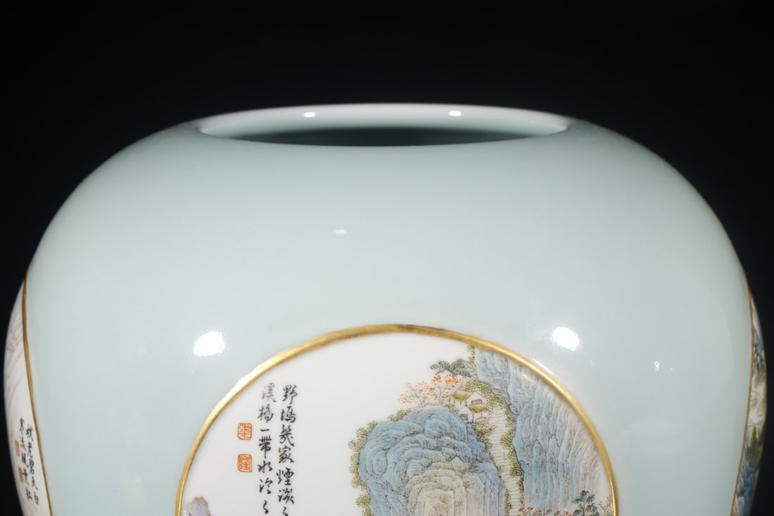 A Exquisite Shadow Blue Glazed Landscape Pattern Vat - 3