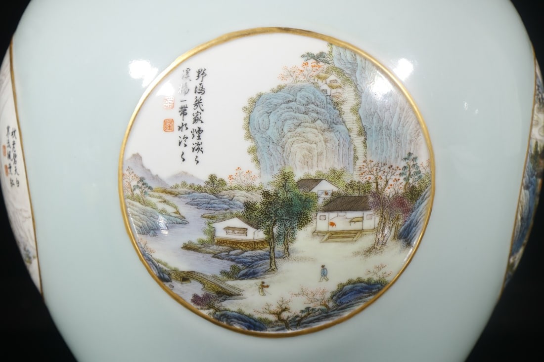 A Exquisite Shadow Blue Glazed Landscape Pattern Vat - 4