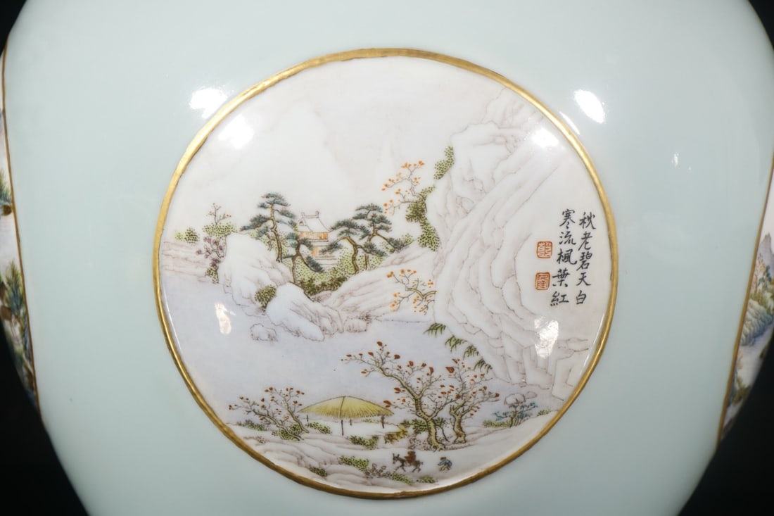 A Exquisite Shadow Blue Glazed Landscape Pattern Vat - 7