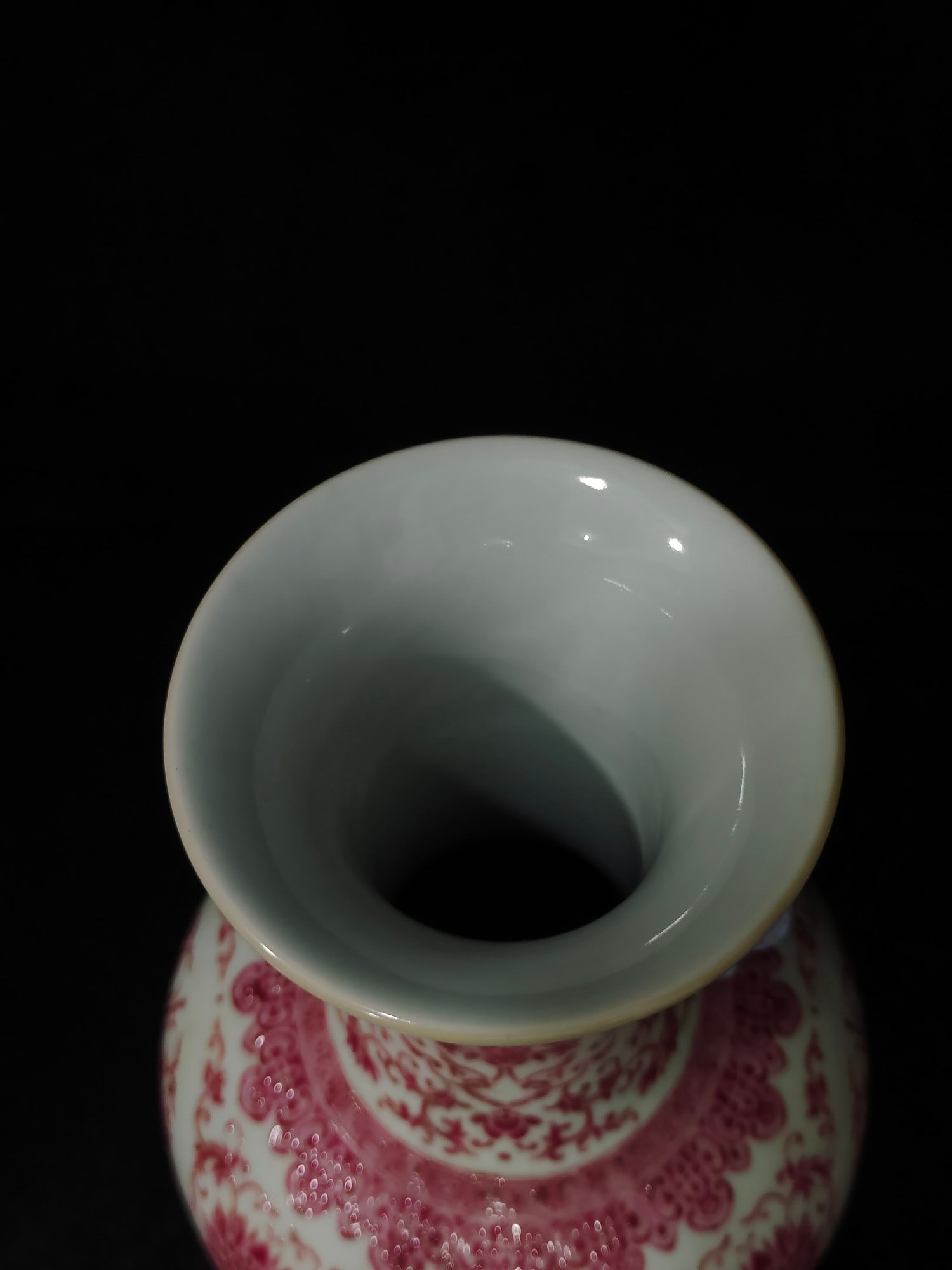 A Exquisite Ruby Red-Glazed Lotus Pattern Double-Ears Vase - 4