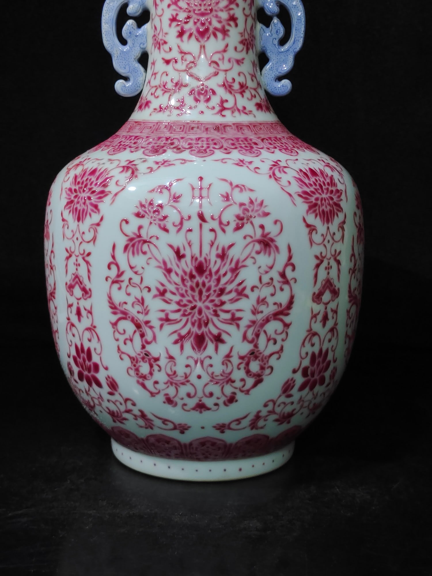 A Exquisite Ruby Red-Glazed Lotus Pattern Double-Ears Vase - 5