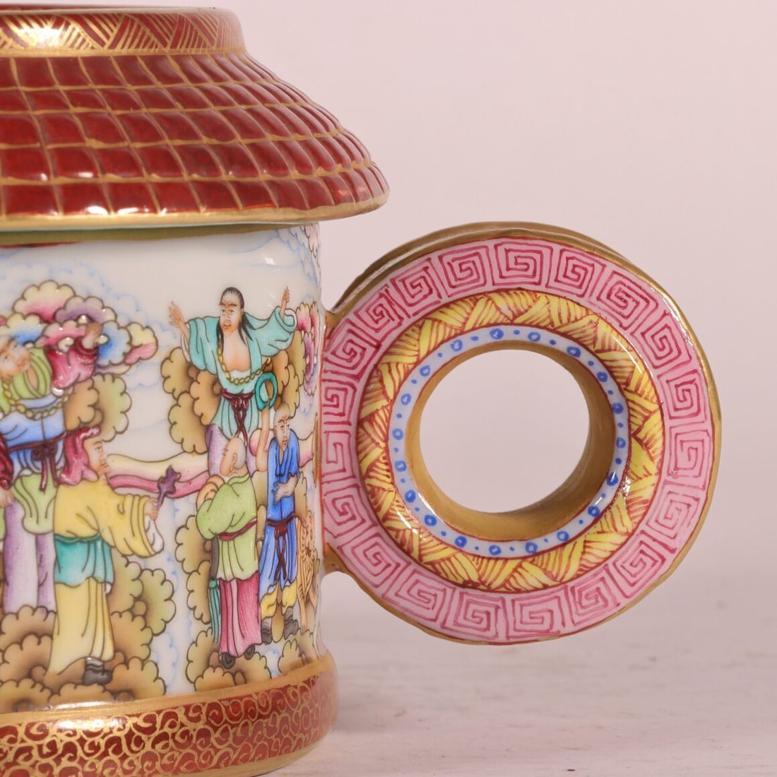 A Exquisite Enamel Painted Gold Arhat Pattern Teapot - 3