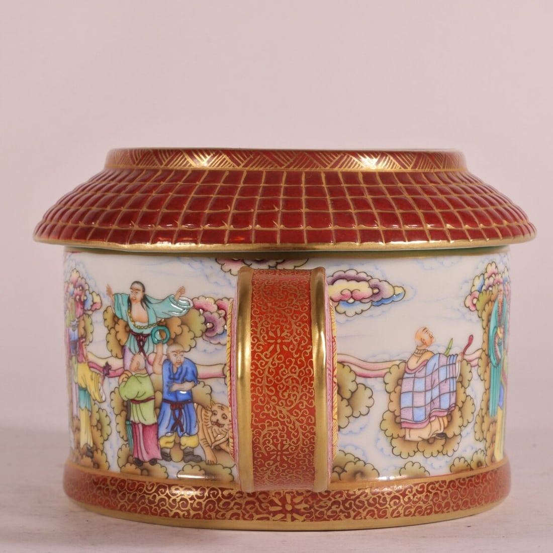 A Exquisite Enamel Painted Gold Arhat Pattern Teapot - 4