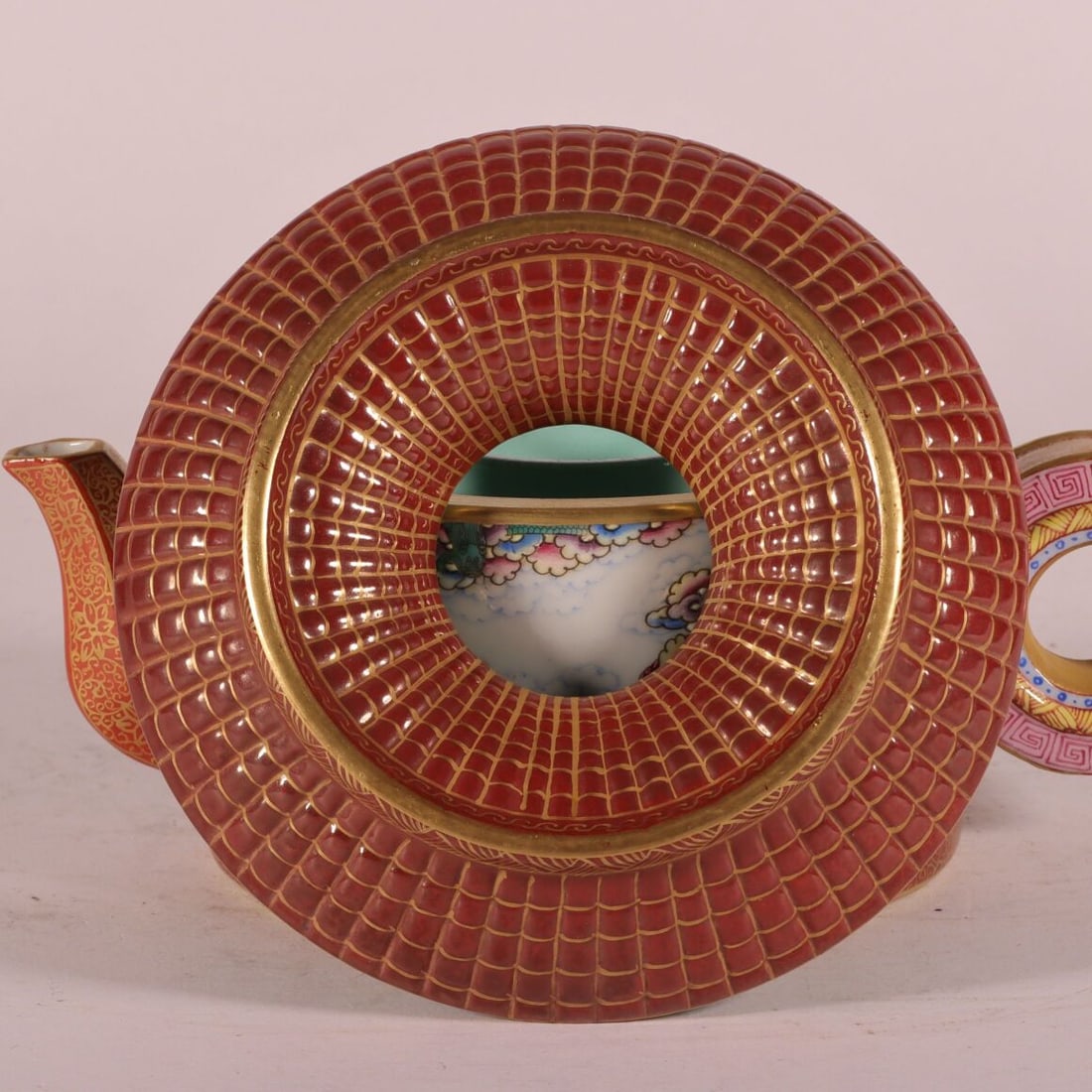 A Exquisite Enamel Painted Gold Arhat Pattern Teapot - 7