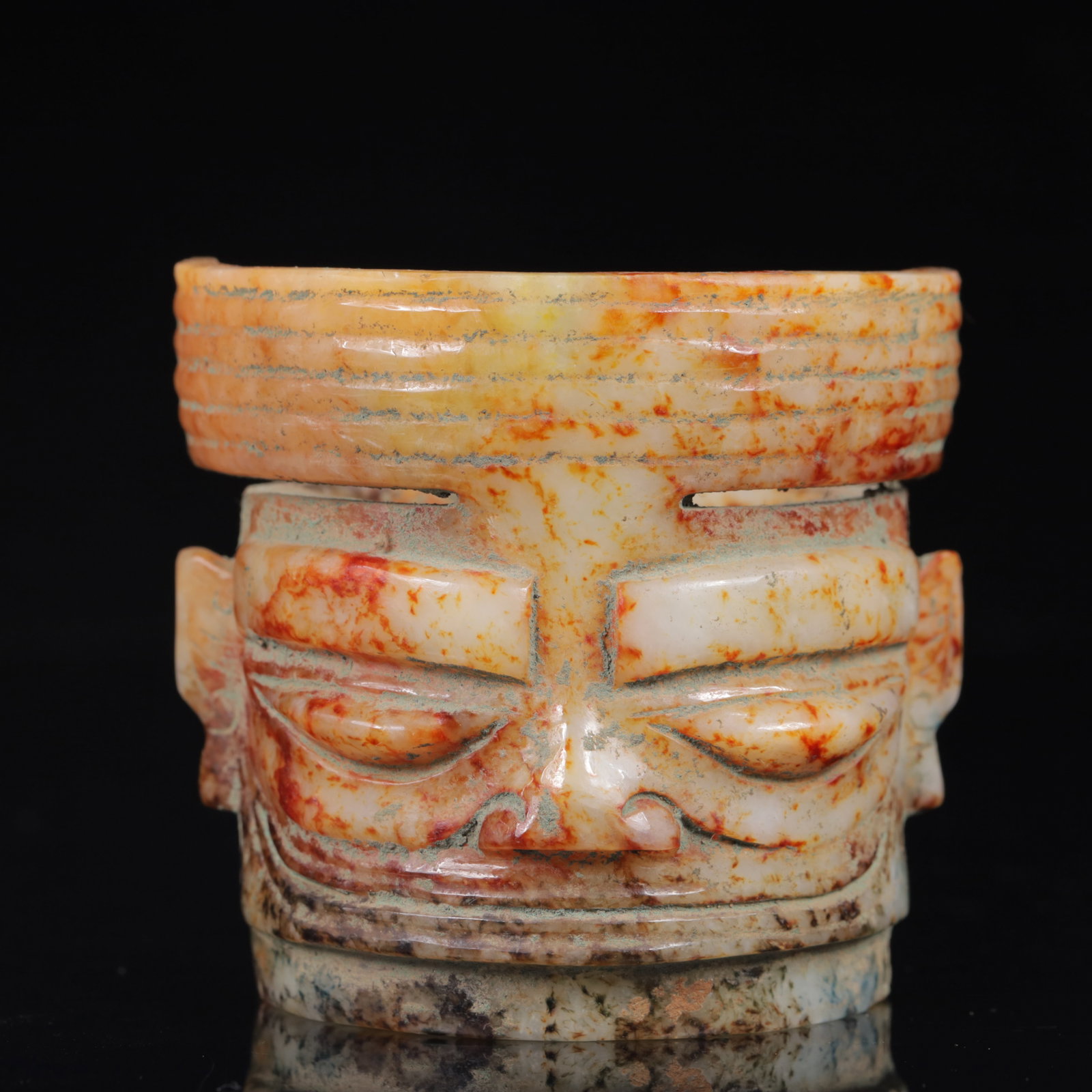 An Exquisite White Jade Figure-Face Ornament: An Exquisite White Jade Figure-Face Ornament,Qing Dynasty,China,Size:3.3inx3.1in,Weight:390g 白玉人面摆件,中国清代