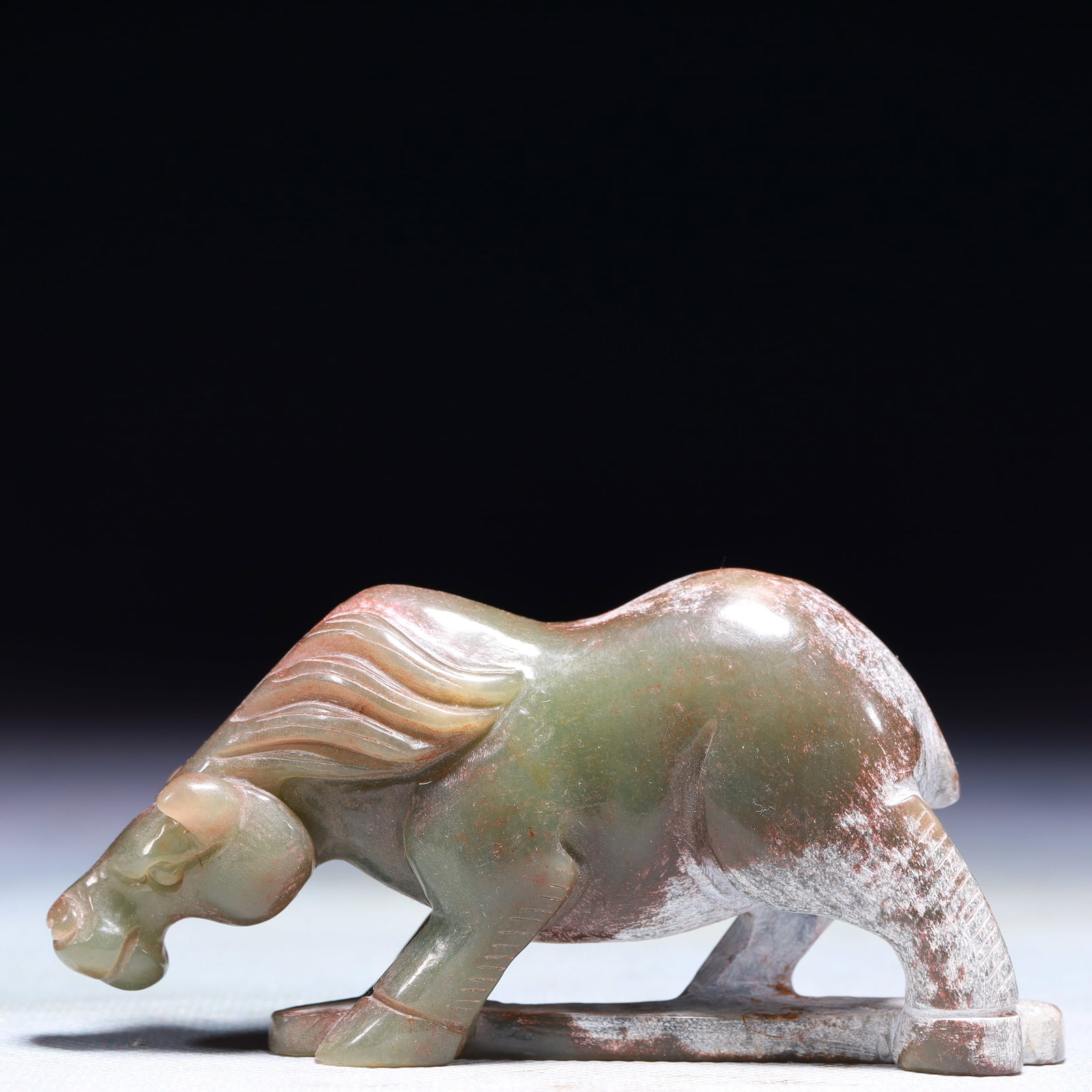 An Exquisite Archaic Jade Horse Ornament: An Exquisite Archaic Jade Horse Ornament,Ancient Time,China,Size:4.1inx1.2inx1.6in,Weight:162g 高古玉马摆件中国远古时期