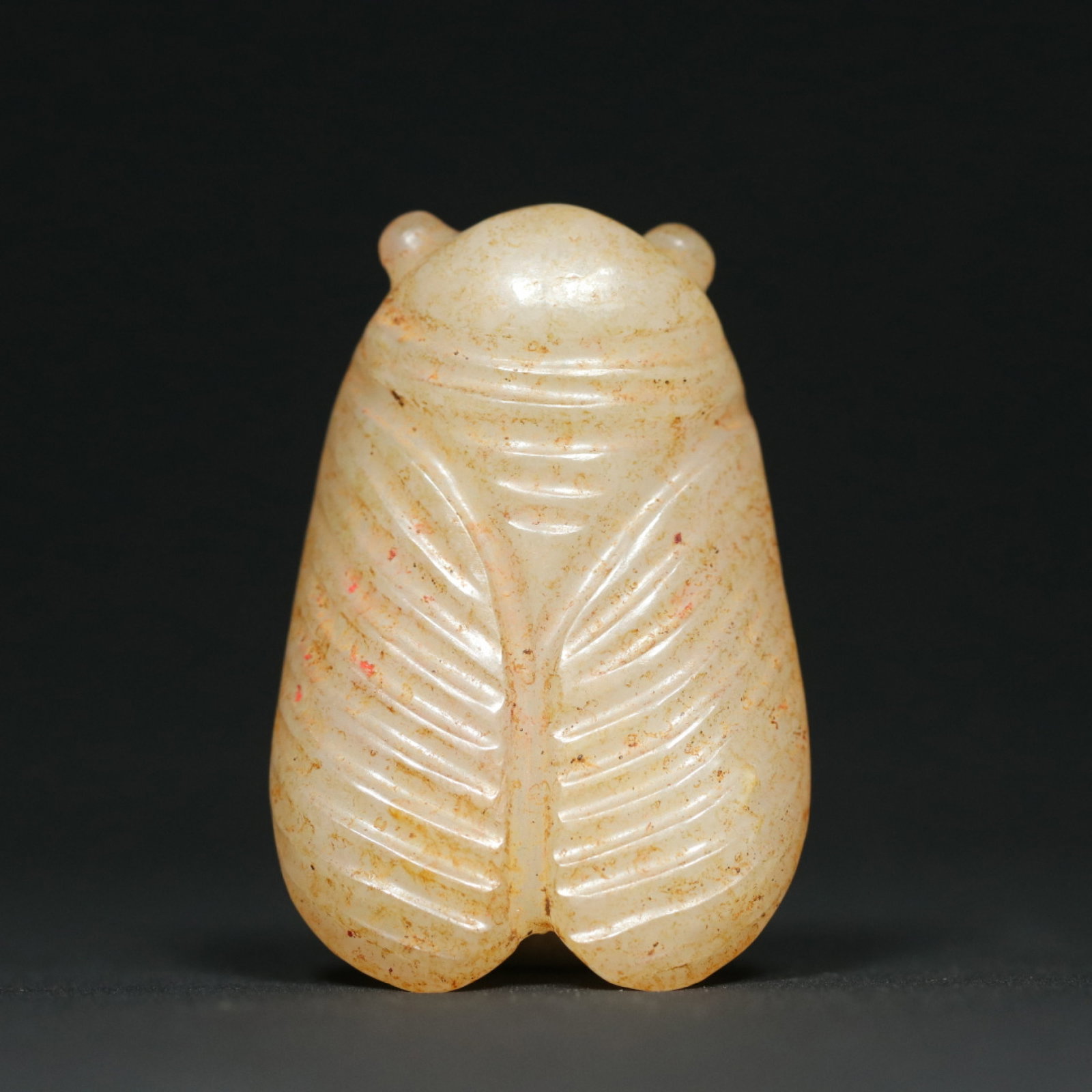 An Exquisite White Jade Cicada Pendant: An Exquisite White Jade Cicada Pendant,Qing Dynasty,China,Size:2inx1.4inx0.6in,Weight:43.5g 白玉蝉挂件,中国清代