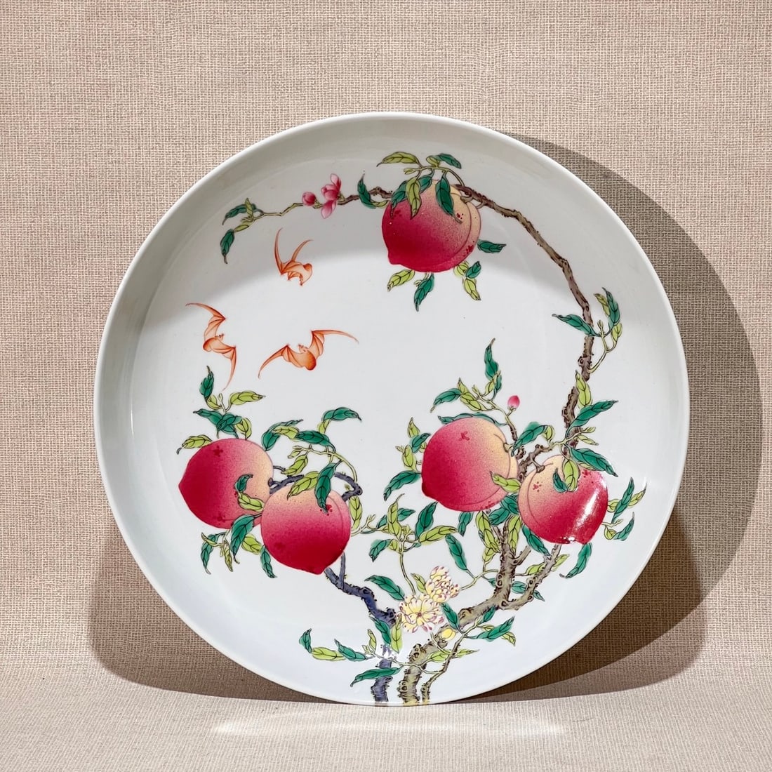 An Exquisite Famille-Rose Bats and Peach Pattern Plate (1 of 10)