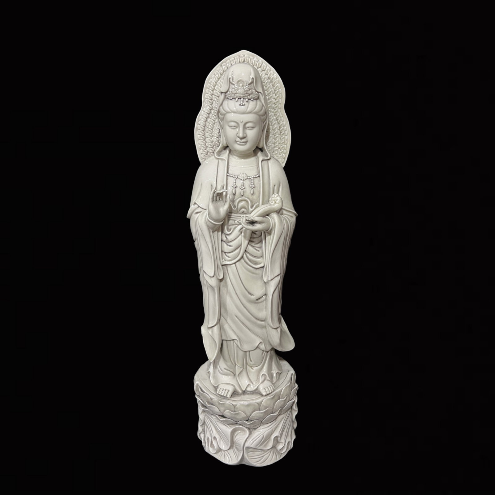 A Solemn Blance-De-Chine Statue of Avalokitesvara (1 of 5)