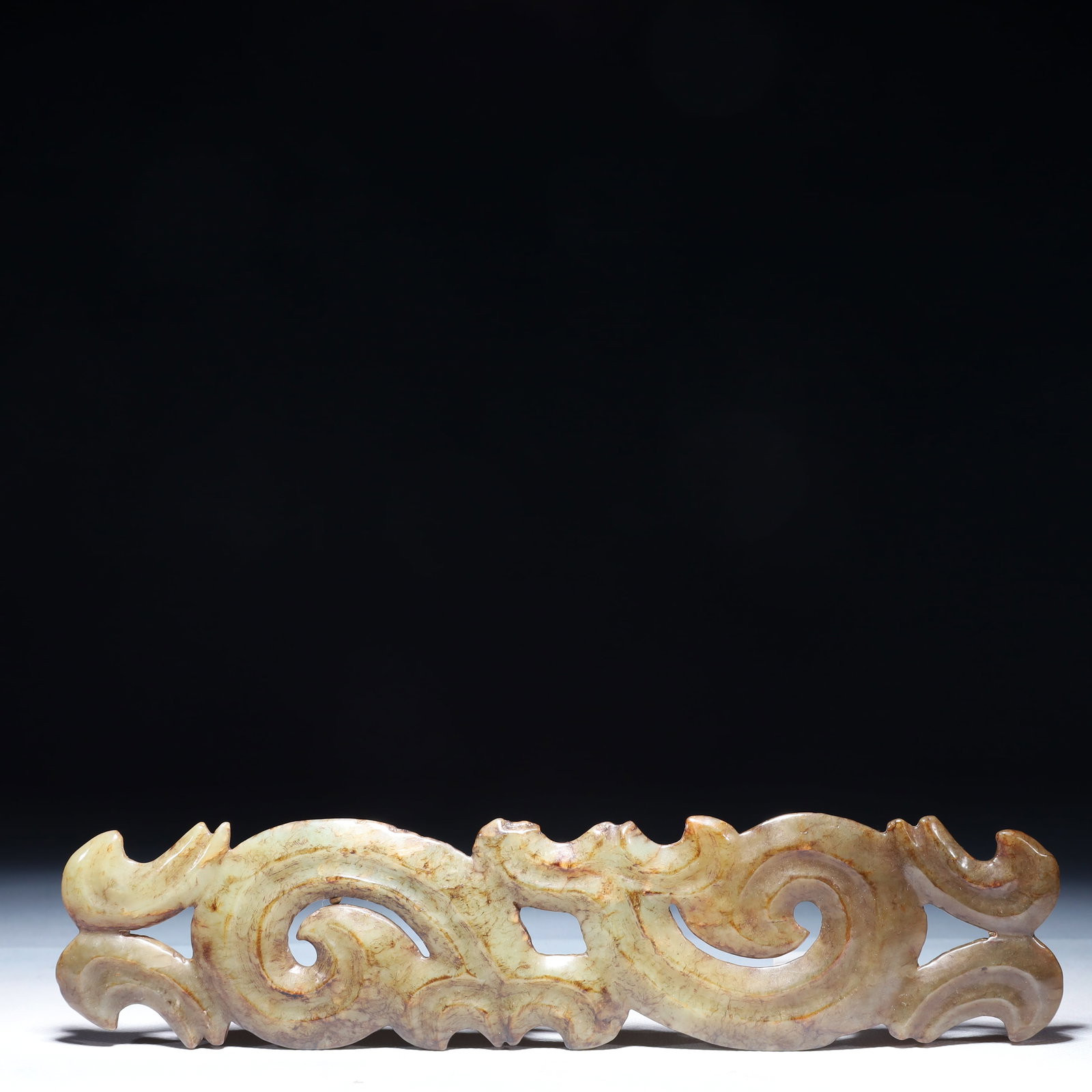 An Archaic Hongshan Culture White Jade Pendant: An Archaic Hongshan Culture White Jade Pendant,Ancient Time,China,Size:7.5inx3in,Weight:4.2g 红山文化白玉挂件,中国新石器&#