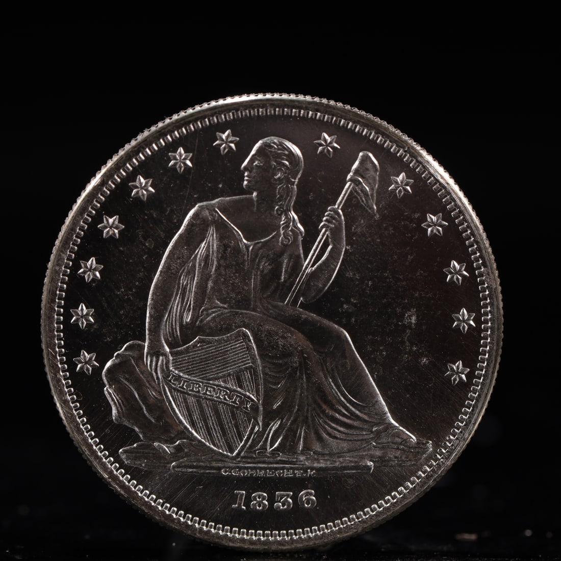 USA One Dollar 1856 Coin: American coin. IN GOD WE TRUST / LIBERTY / 1856 / UNITED STATES OF AMERICA / ONE DOL. Weight:26.9g.