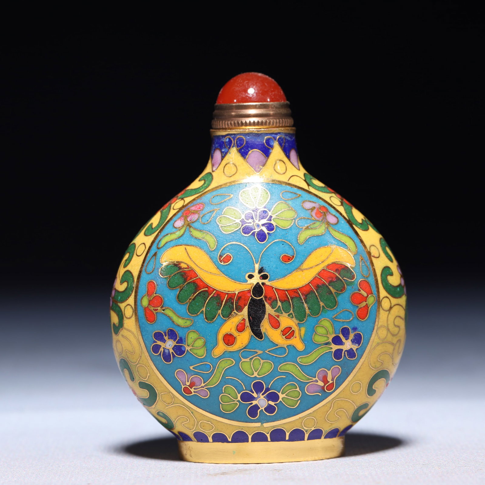 An Exquisite Cloisonne Flower and Butterfly Pattern Snuff Bottle - 5
