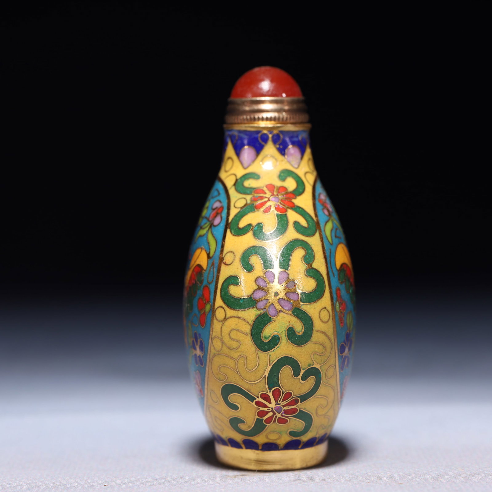 An Exquisite Cloisonne Flower and Butterfly Pattern Snuff Bottle - 6