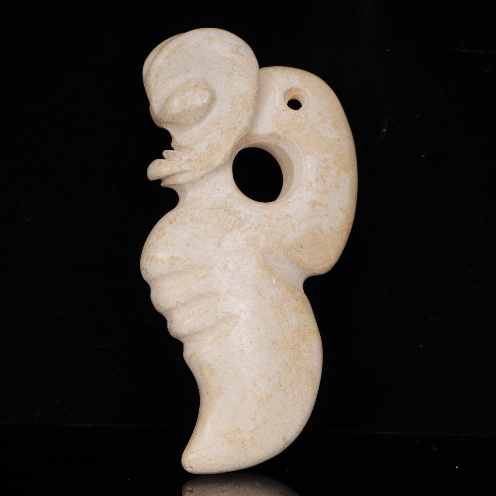 An Archaic Hongshan Culture Yellow Jade Figure Pendant: An Archaic Hongshan Culture Yellow Jade Figure Pendant,Ancient Time,China,Size:1.6inx0.6inx3in,Weight:48g