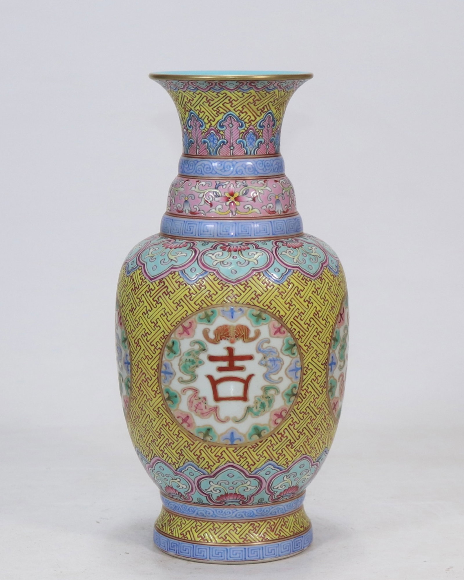 A Rare Enamel Lotus Pattern Vase: A Rare Enamel Lotus Pattern Vase,Qing Dynasty,China,Guangxu Six-character Mark,Size:12.5inx4.1in 珐琅彩缠枝莲纹瓶,中国清代,Ð