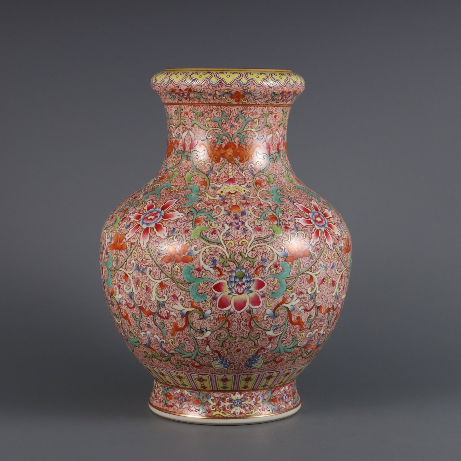 An Exquisite Famille-Rose Bats and Peach Pattern Vase (1 of 9)