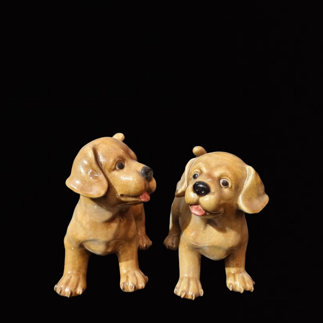 A Pair of Exquisite Shiwan yao Dog Ornaments: A Pair of Exquisite Shiwan yao Dog Ornaments,the Republic of China,With Mark,Size:7.9inx4.3inx7.5in 一对石湾窑犬摆件,中国民国