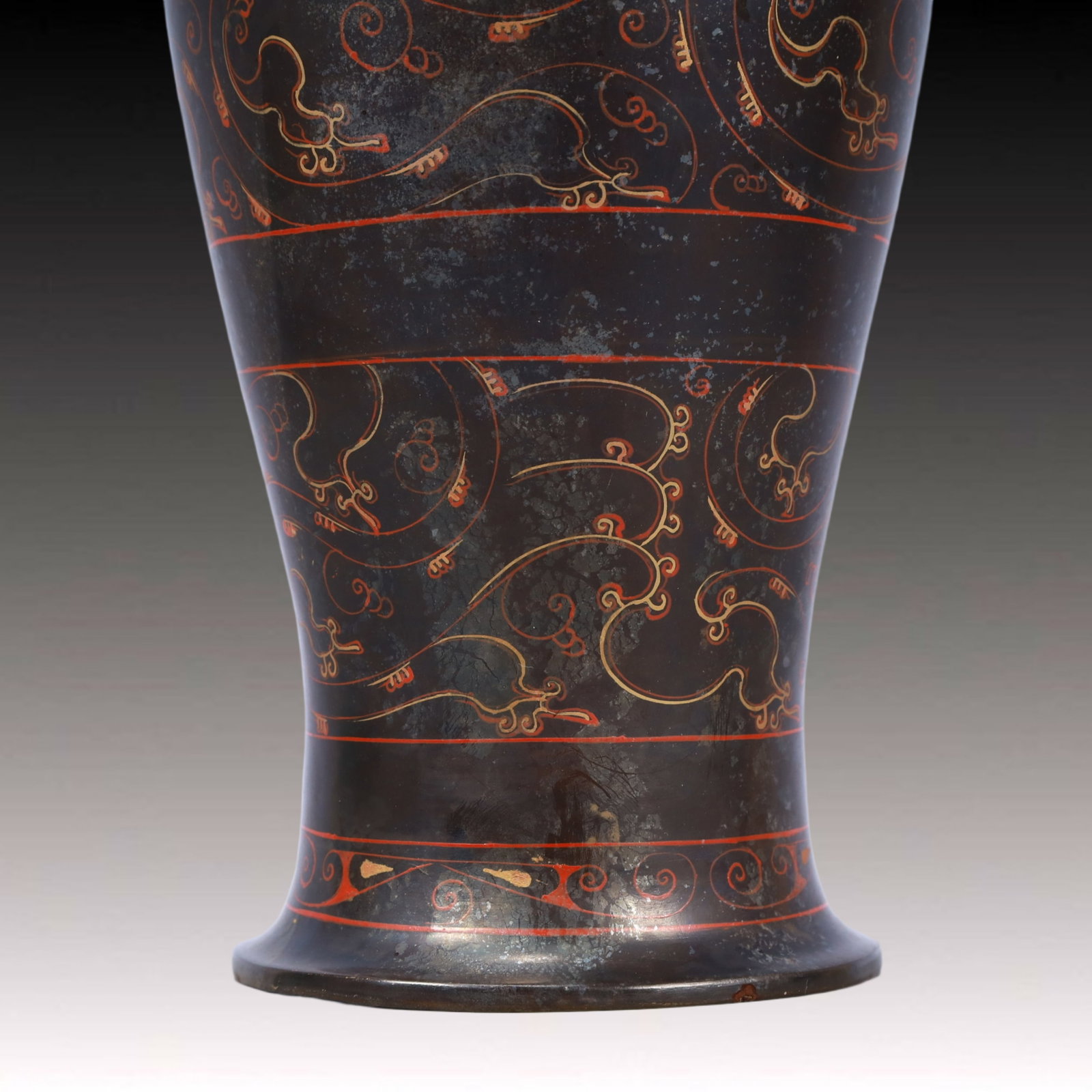 A Rare Lacquer Painted Color Dragon Pattern Vase - 4