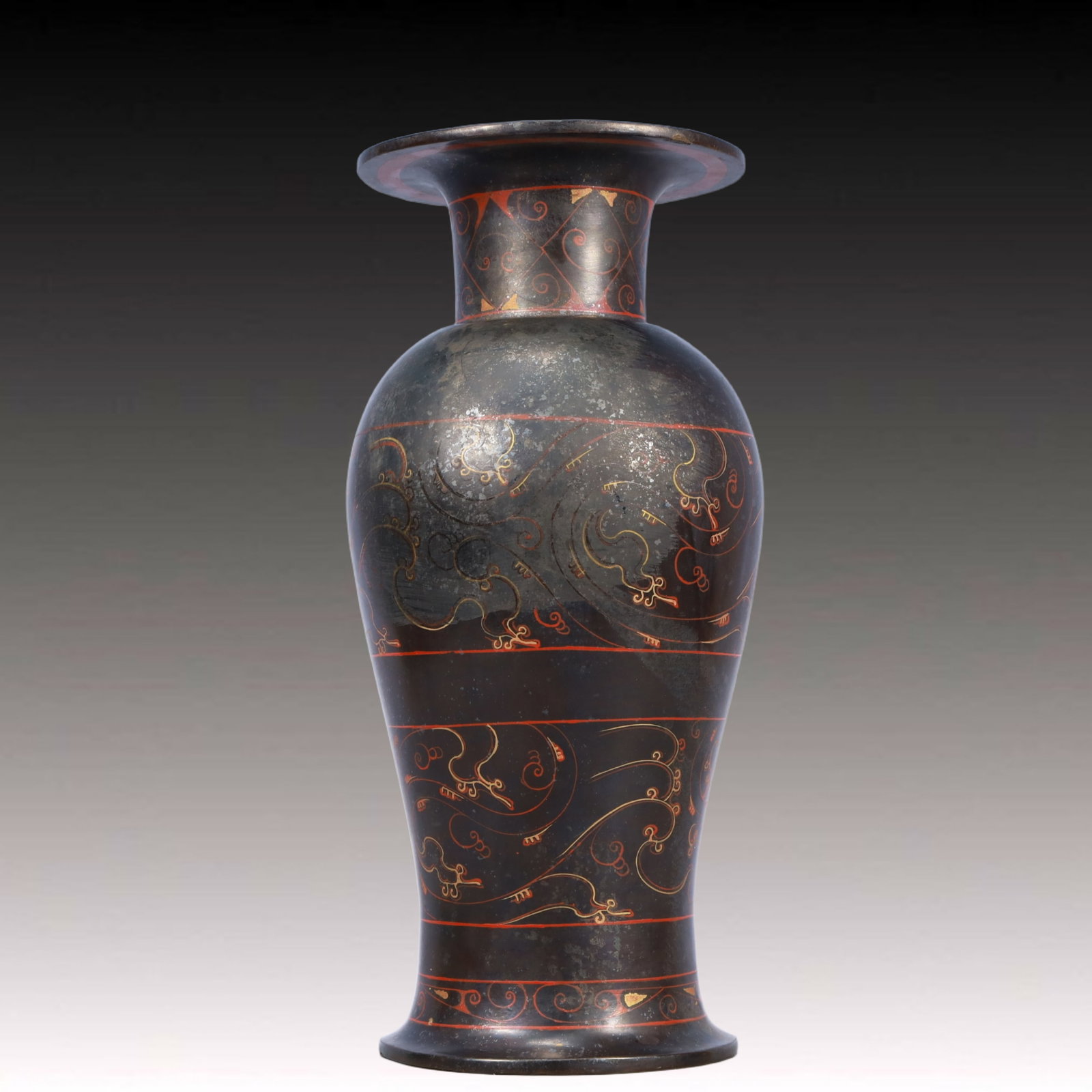 A Rare Lacquer Painted Color Dragon Pattern Vase - 6