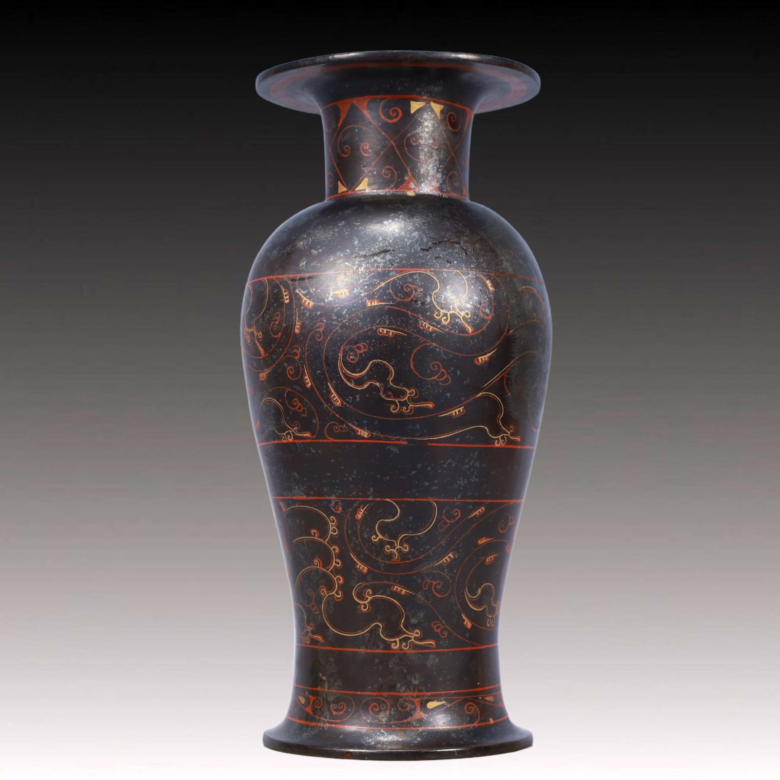 A Rare Lacquer Painted Color Dragon Pattern Vase - 7