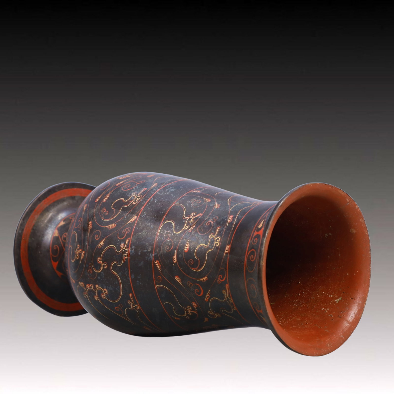 A Rare Lacquer Painted Color Dragon Pattern Vase - 8