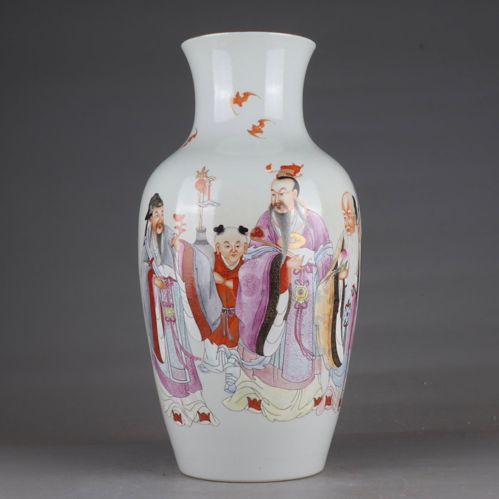 A Rare Famille-Rose Painted Gold Character and Story Pattern Vase: A Rare Famille-Rose Painted Gold Character and Story Pattern Vase,Qing Dynasty,China,Qianlong Six-character Mark,Size:15inx7.5in