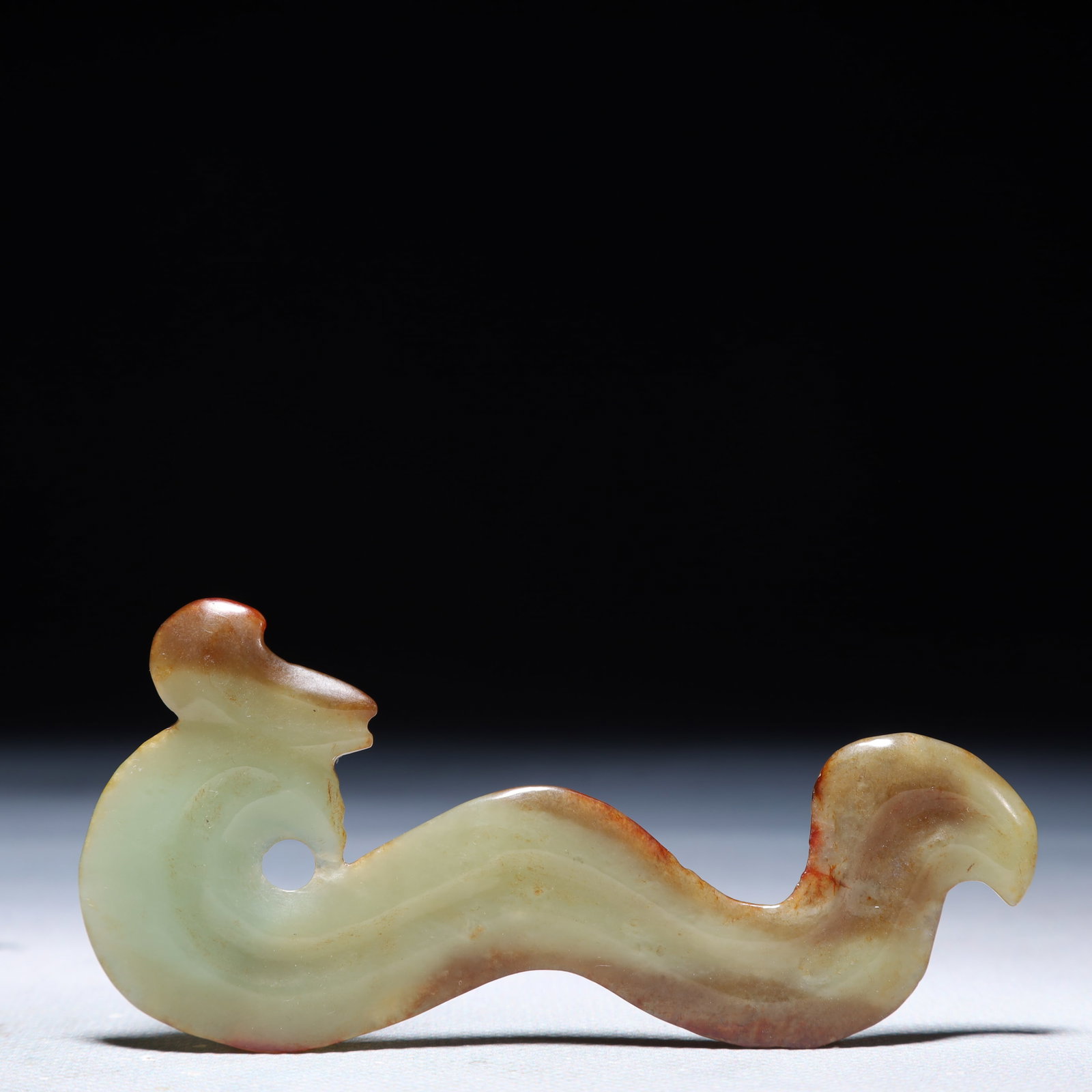 An Archaic Hongshan Culture Greenish Jade Pendant: An Archaic Hongshan Culture Greenish Jade Pendant,Ancient Time,China,Size:3.7inx1.6in,Weight:20g