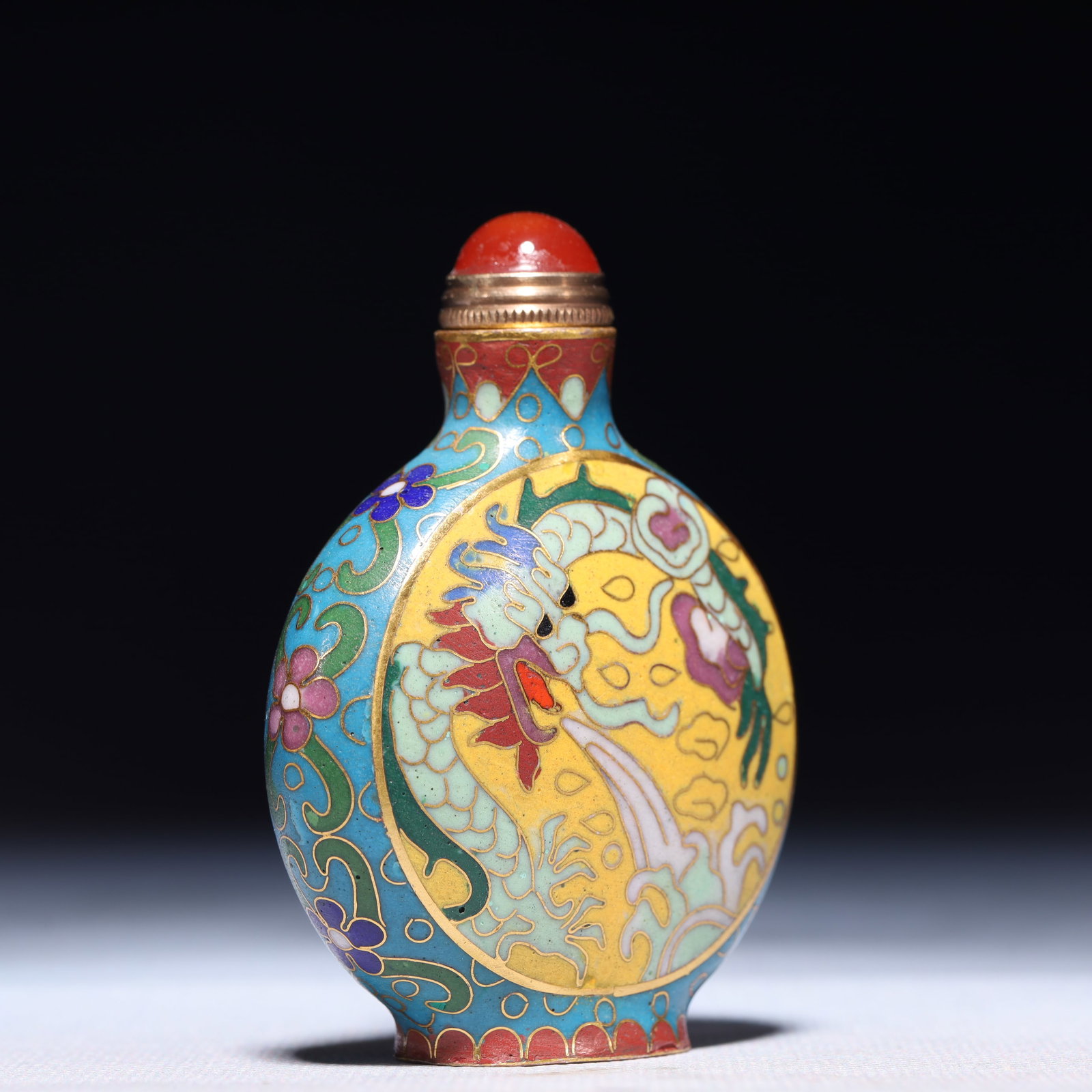 An Exquisite Cloisonne Auspicious Cloud and Phoenix Pattern Snuff Bottle - 4
