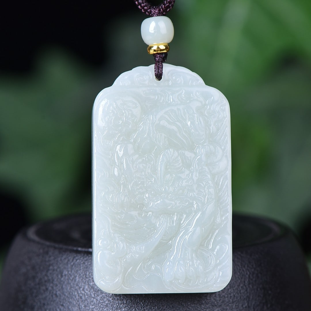 An Exquisite White Jade Wealth-Attracting Creature Pendant: An Exquisite White Jade Wealth-Attracting Creature Pendant,Size:1.2inx2in 白玉貔貅挂件