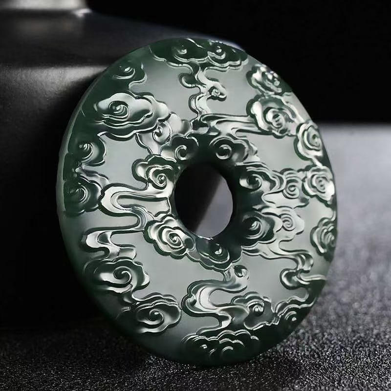 An Exquisite Cyan jade Auspicious Cloud Pattern Pendant - 2