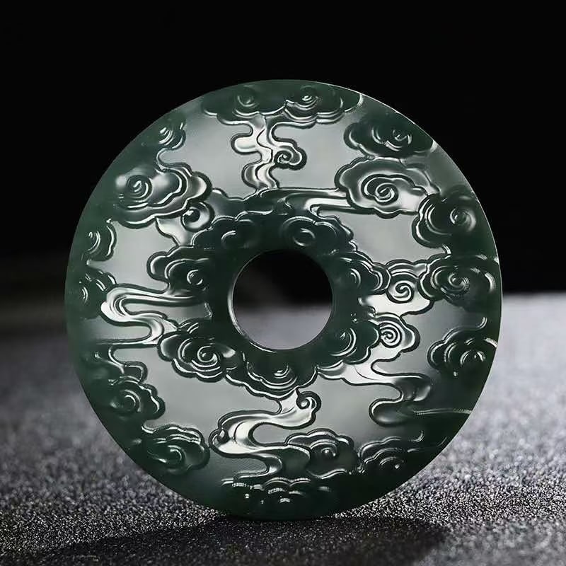 An Exquisite Cyan jade Auspicious Cloud Pattern Pendant - 5