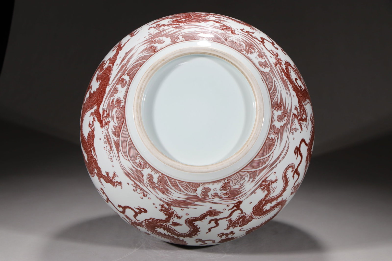 An Exquisite Underglaze-Red Dragon Pattern Seawater Pattern Vase - 8