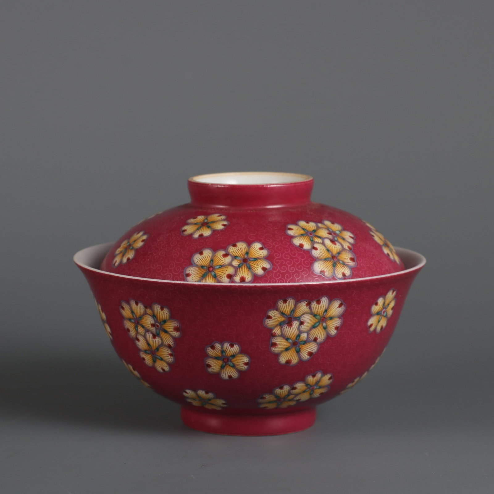 An Exquisite Famille-Rose Ruby Red-Glazed Flower Pattern Bowl: An Exquisite Famille-Rose Ruby Red-Glazed Flower Pattern Bowl Qing Dynasty, China Qianlong Four-character Mark