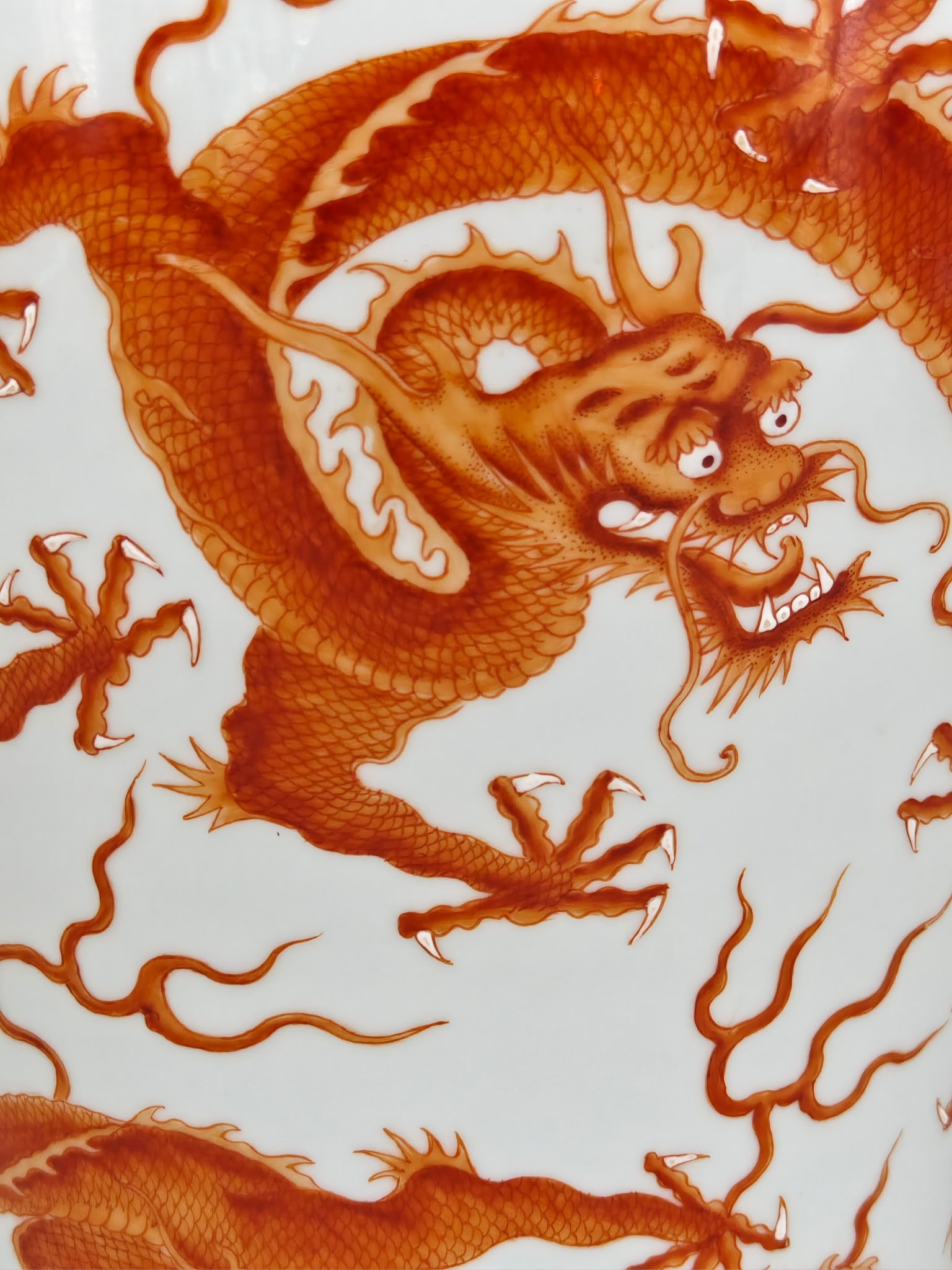 An Exquisite Iron-Red Dragon Pattern Seawater Pattern Vase - 5