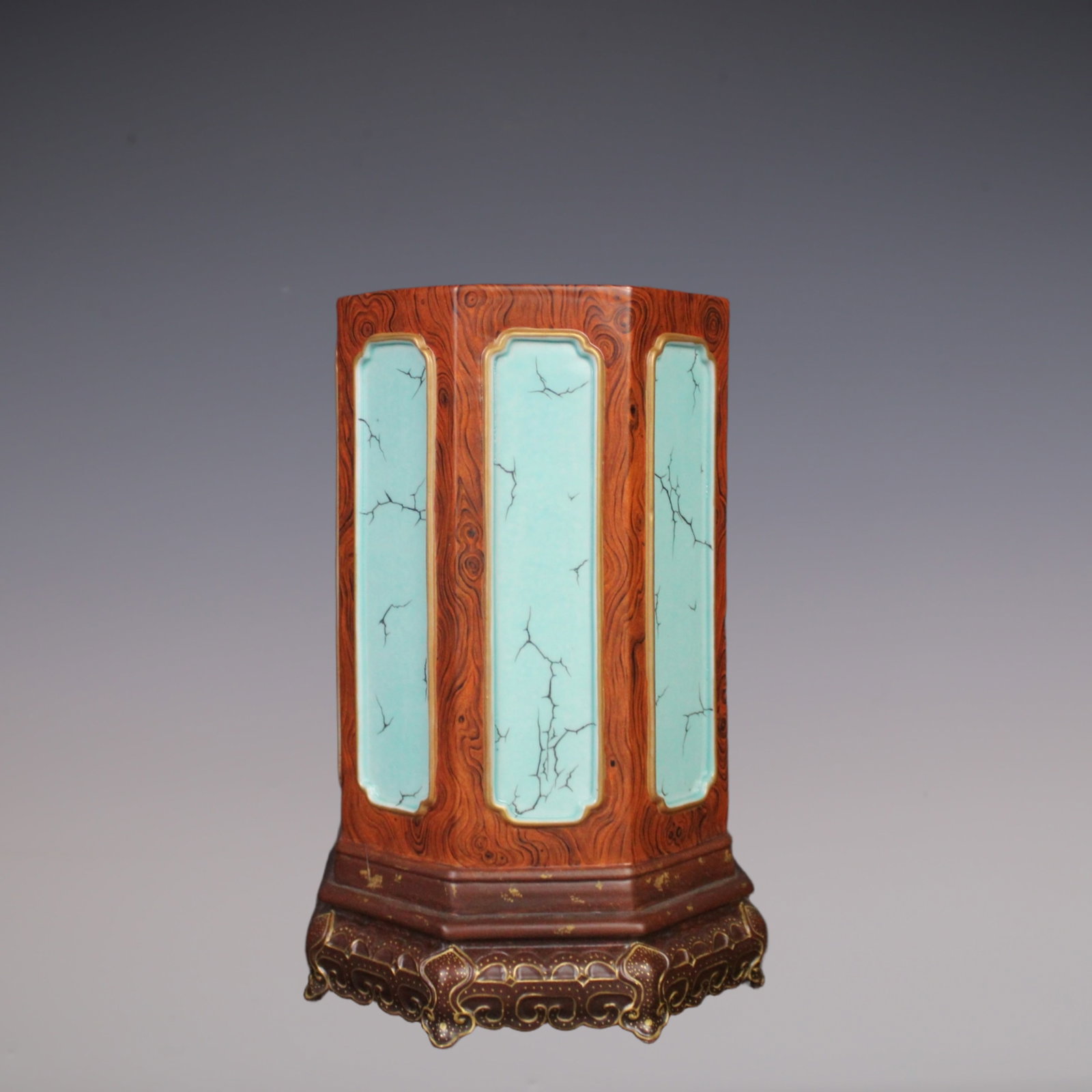 An Exquisite Imitation Stone Grain Glaze Brush Pot: An Exquisite Imitation Stone Grain Glaze Brush Pot Qing Dynasty, China Qianlong Four-character Mark