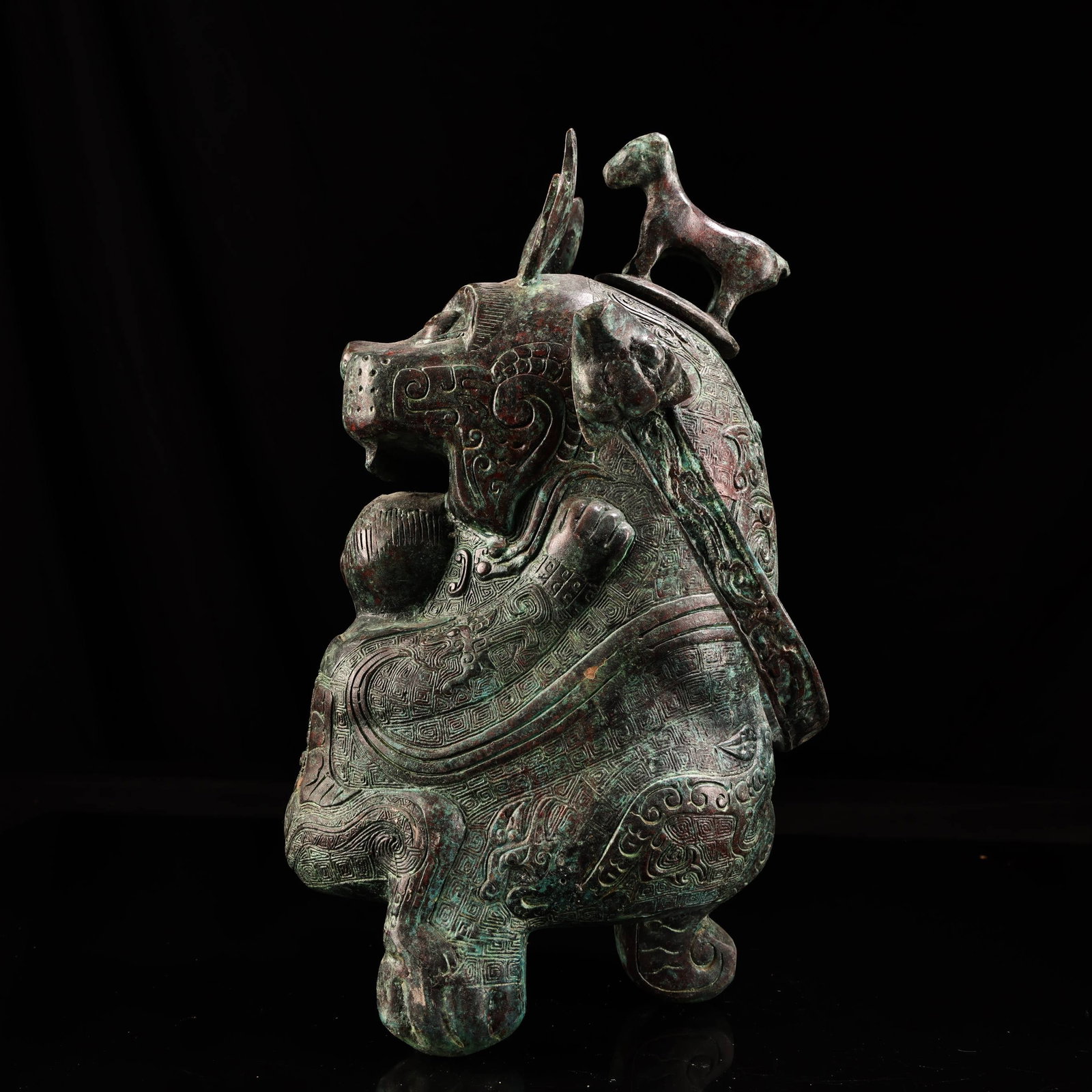 An Exquisite Bronze Beast-Face Pattern Jar - 14