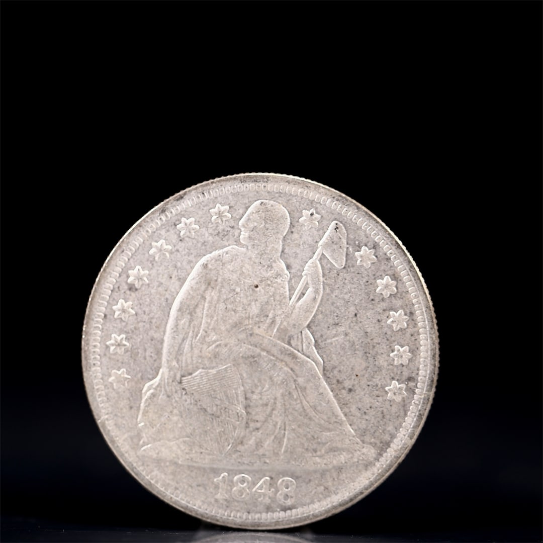 USA One Dollar 1848 Coin: American coin. IN GOD WE TRUST / LIBERTY / 1848 / UNITED STATES OF AMERICA / ONE DOL. Weight:26.9g.
