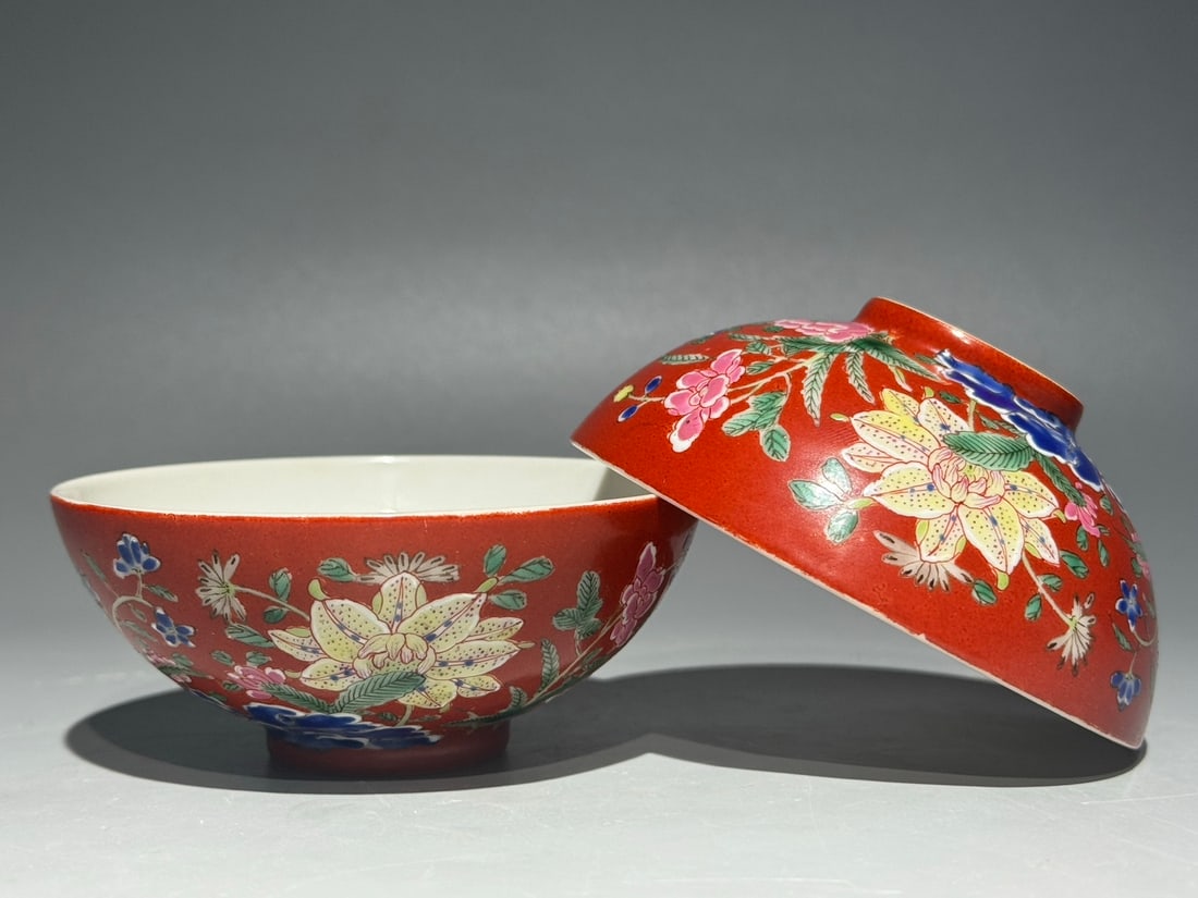 An Exquisite Famille-Rose Coral Red Glazed Flower Pattern Cup: An Exquisite Famille-Rose Coral Red Glazed Flower Pattern Cup Qing Dynasty, China Yongzheng Four-character Mark