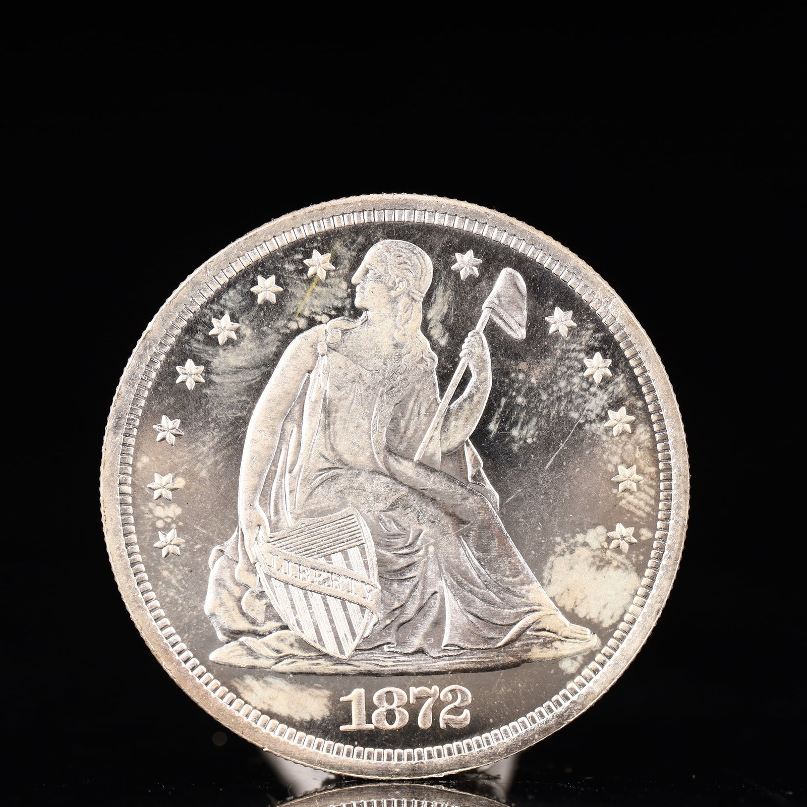USA One Dollar 1872 Coin: American coin. IN GOD WE TRUST / LIBERTY / 1872 / UNITED STATES OF AMERICA / ONE DOL. Weight:26.9g.
