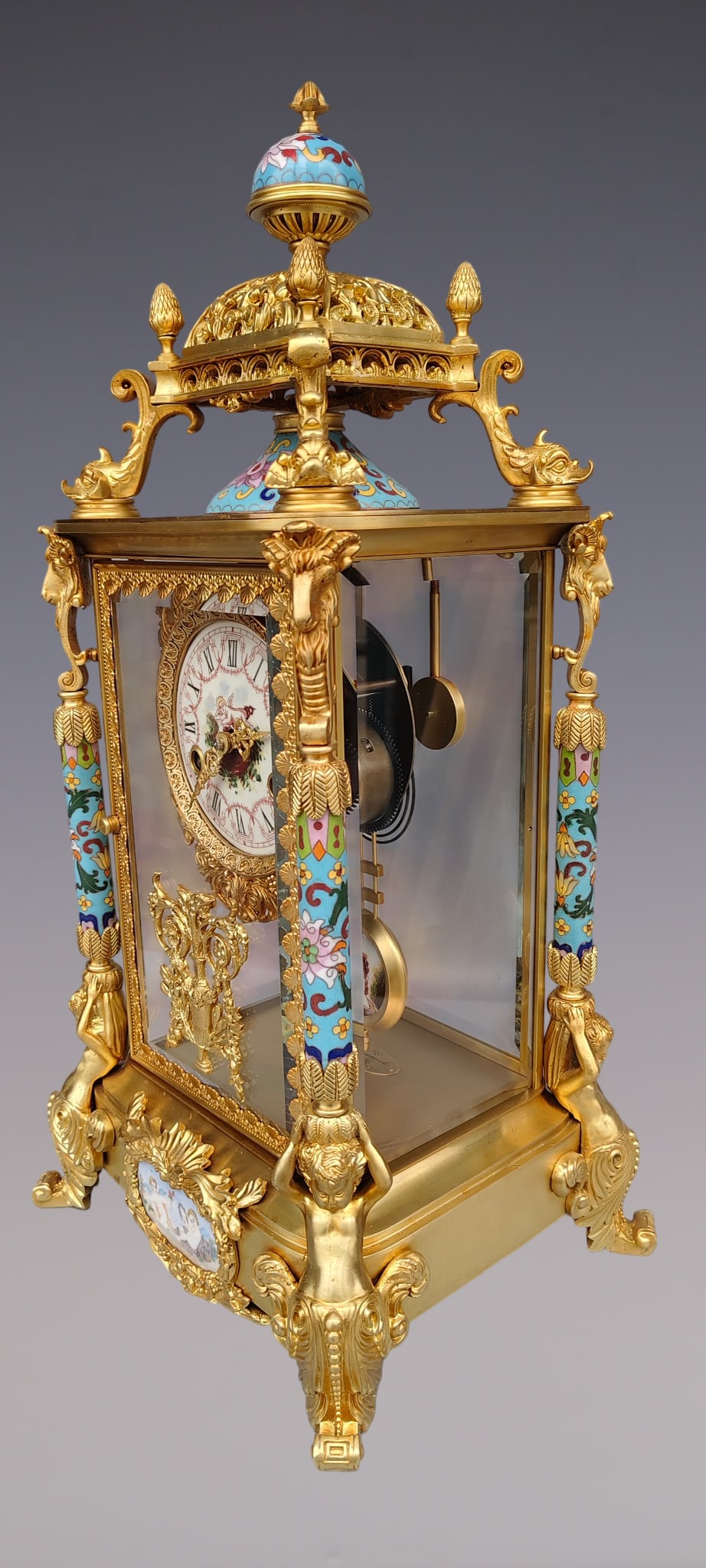An Exquisite Gilt Bronze Lotus Pattern Clock - 2