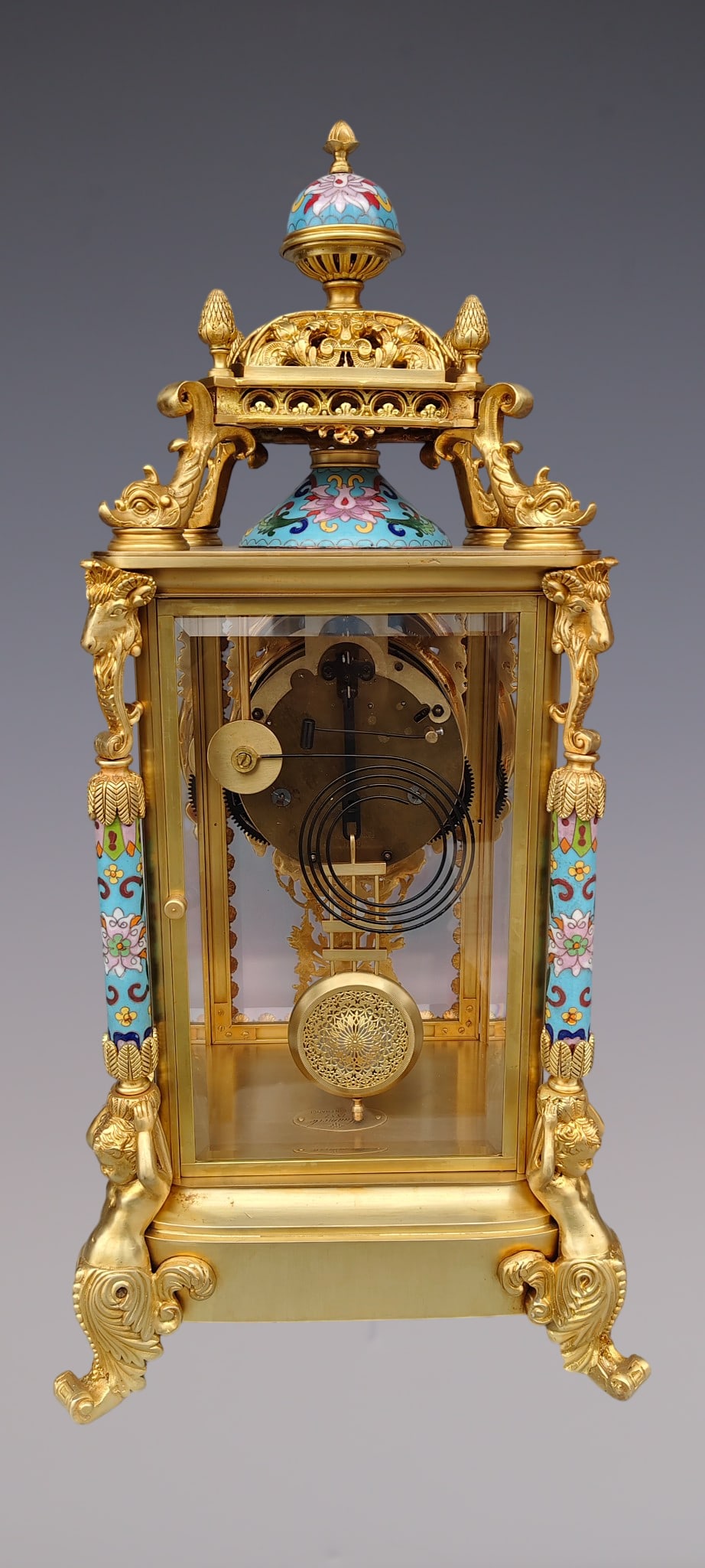 An Exquisite Gilt Bronze Lotus Pattern Clock - 5