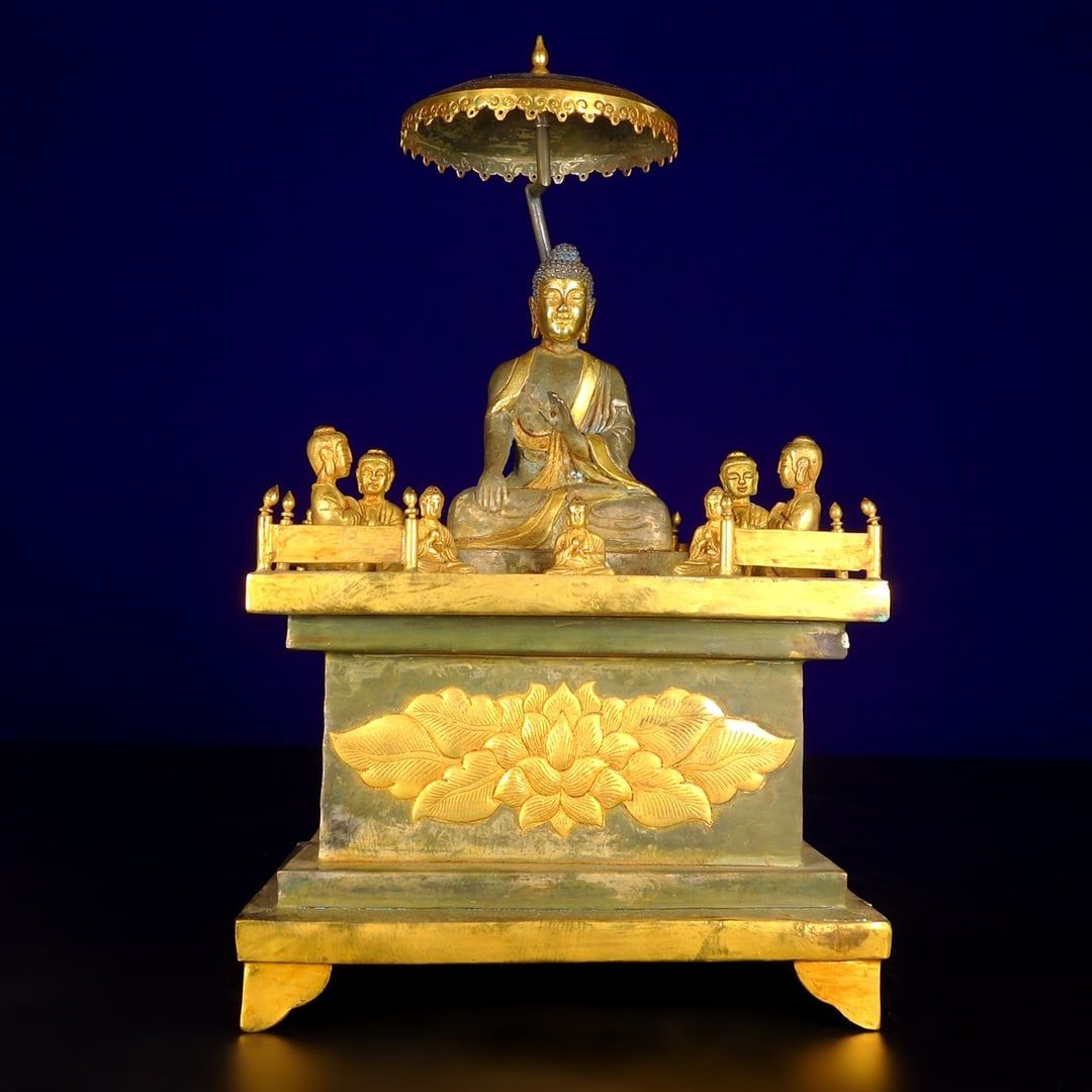 An Exquisite Gilt Bronze Pagoda: An Exquisite Gilt Bronze Pagoda Qing Dynasty, China Size:12.6inx7.1in Weight:2340g铜鎏金佛塔一尊 中国清代 Size:32cmx18cm Weight:2340g